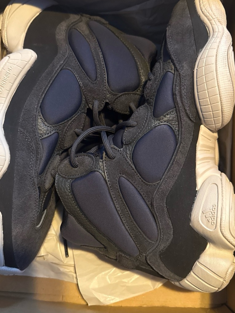Yeezy Boots Chunky Navy & Black Sneakers with Cream Soles